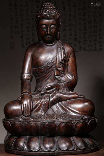 A CHENXIANG WOOD SAKYAMUNI BUDDHA STATUE