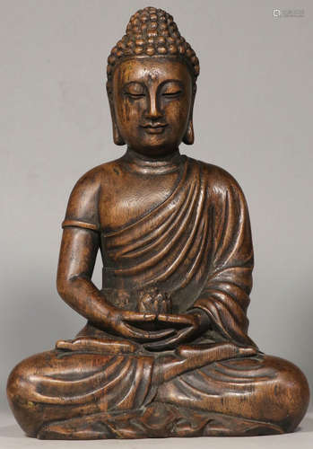 A CHENXIANG WOOD SAKYAMUNI BUDDHA STATUE