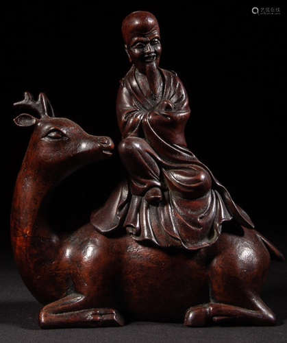 A CHENXIANG WOOD CENSER SHAPED WITH FIGURE