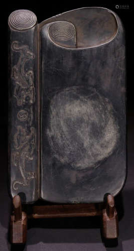 AN INK SLAB CARVED WITH DRAGON&POETRY