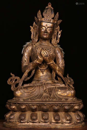 A GILT BRONZE TARA BUDDHA STATUE