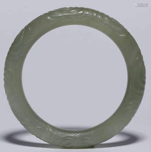 A HETIAN GREEN JADE BANGLE