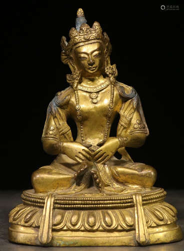 A GILT BRONZE BUDDHA STATUE