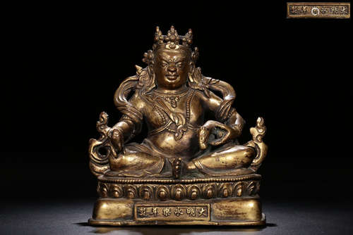 A GILT BRONZE CAISHEN STATUE