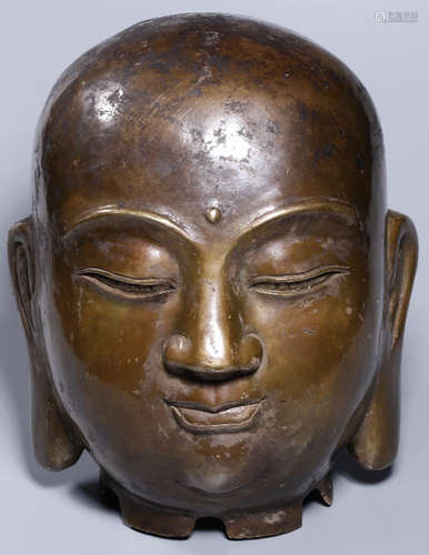 A COPPER BUDDHA HEAD