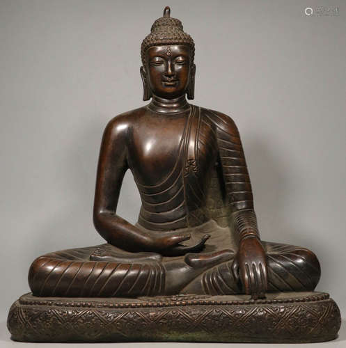 A COPPER SAKYAMUNI BUDDHA STATUE