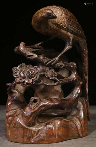 A BAMBOO ORNAMENT CARVED WITH BIRD&FLOWER