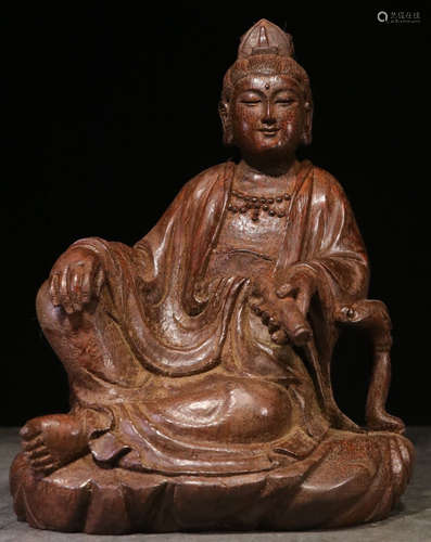 A BAMBOO GUANYIN BUDDHA STATUE