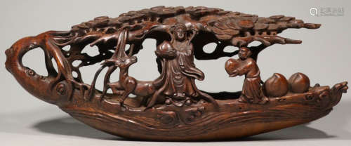 A BAMBOO ORNAMENT SHAPED WITH SHIP