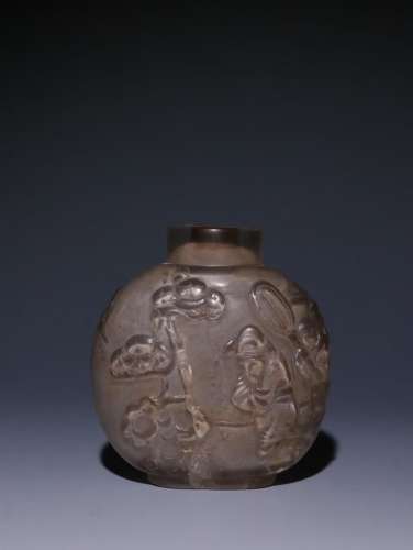 A Chinese Crystal Snuff Bottle Of Story Carving