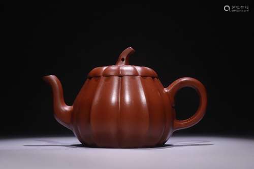 A Chinese Zisha Teapot Of Pumpkin Shaped