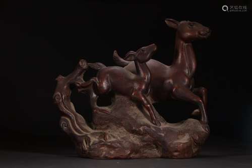 A Chinese Zisha Ornament Of Deer Shaped