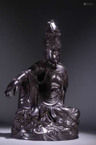 A Chinese Rosewood Sitting Buddha Statue