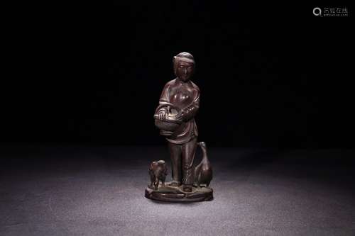 A Chinese Rosewood Figure Statue