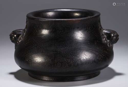 A Chinese Rosewood Censer With 