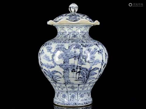 A Chinese Porcelain Blue And White Jar With Floral Pattern