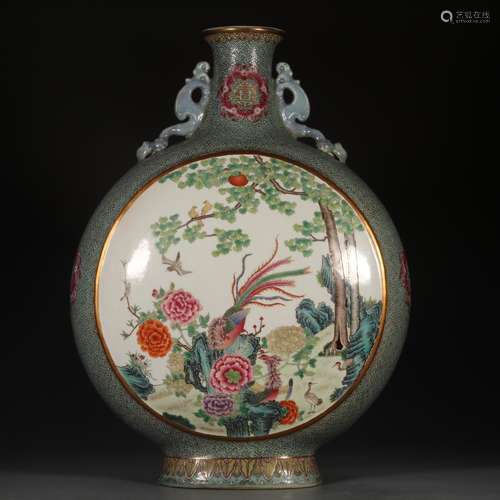 A Chinese Porcelain Famille Rose Moon Flask Vase With Story Painting