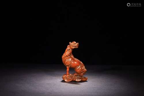 A Chinese Boxwood Ornament Of Beast Shaping