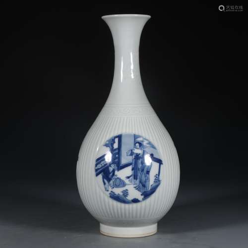 A Chinese Porcelain Blue And White Yuhuchunping Of Story Painting