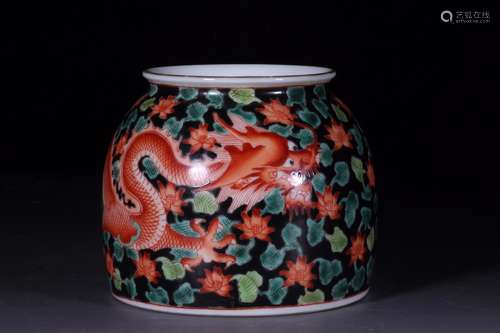 A Chinese Porcelain Brush Washer With Dragon Pattern