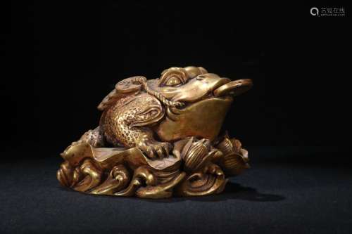 A Chinese Gilt Bronze Ornament Of Toad Shaped