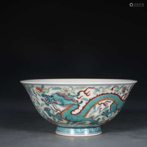 A Chinese Porcelain Doucai Bowl With Dragon&Lotus Pattern