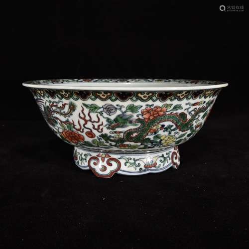 A Chinese Porcelain Doucai Bowl Of Dragon&Phoenix Pattern