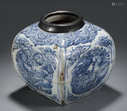 A Chinese Porcelain Blue And White Jar With Floral Pattern