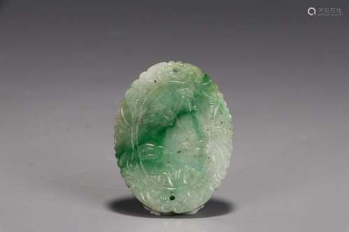 A Chinese Jadeite Pendant With Tree Carving