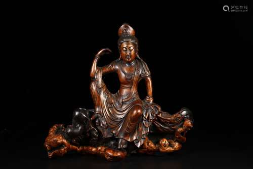 A Chinese Agarwood Guanyin Shaped Statue