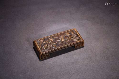 A Chinese Agarwood Ink Bed Of Story Carving