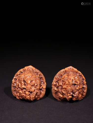 Pair Of Chinese Walnut Pendants