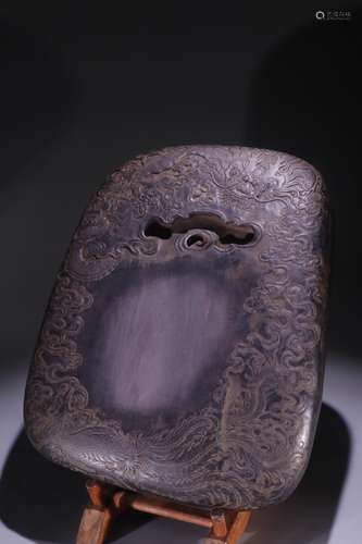 A Chinese Ink Stone With Dragon&Poetry Carving