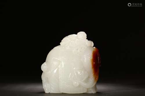 A Chinese Hetian Jade Ornament Of Elephant&Figure