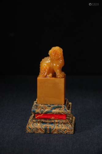 A Chinese Tianhuang Stone Seal Of Beast Carving