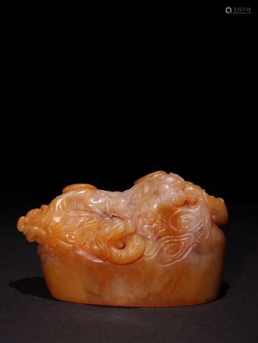 A Chinese Tianhuang Stone Seal Of Dragon Carving