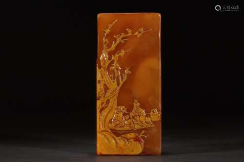 A Chinese Shoushan Stone Seal Of Story Carving