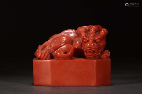 A Chinese Shoushan Stone Of Lion Shaped