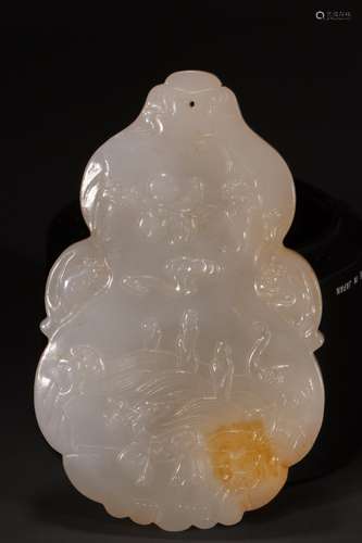 A Chinese Hetian Jade Pendant Of Gourd Carving