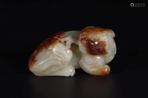 A Chinese Hetian Jade Ornament Of Beast Shaped