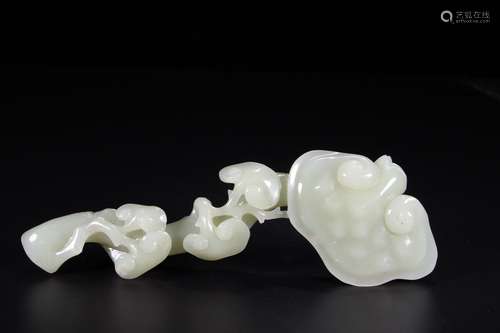 A Chinese Hetian Jade Ruyi Shaped Ornament