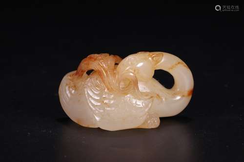 A Chinese Hetian Jade Pendant Of Goose