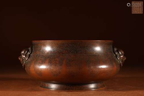 A Chinese Bronze Censer With Lion Pattern