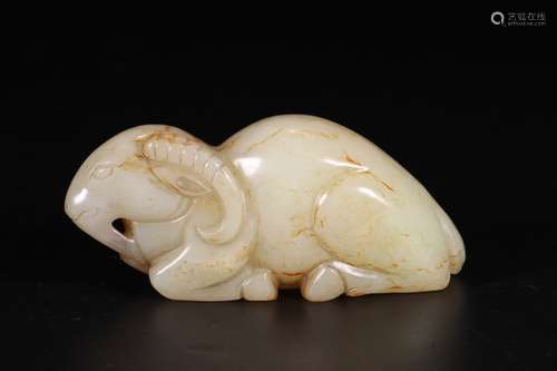 A Chinese Hetian Jade Pendant Of Goat Shaped