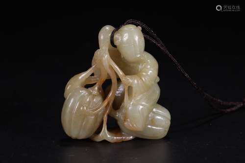 A Chinese Hetian Jade Pendant Of Figure Shaped