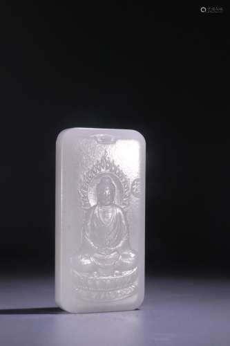 A Chinese Hetian Jade Pendant Of Buddha Carving