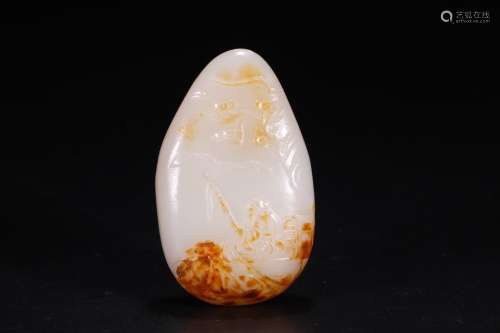 A Chinese Hetian Jade Pendant With Story&Poetry Carving