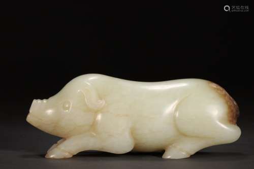 A Chinese Hetian Jade Ornament Of Pig Shaped