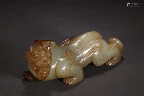 A Chinese Hetian Jade Ornament Of Beast Shaped