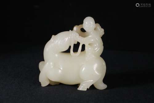 A Chinese Hetian Jade Ornament With Figure&Horse Carving